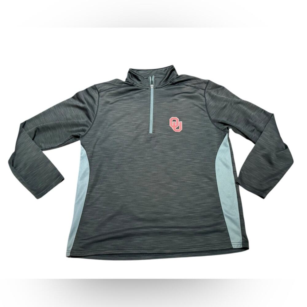 OU University of Oklahoma Quarter Zip Top of the World Black Pullover Mens XL